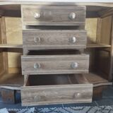 Art Deco oak and leather chest of drawers