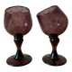 Duo of purple tinted bubbled glass cups