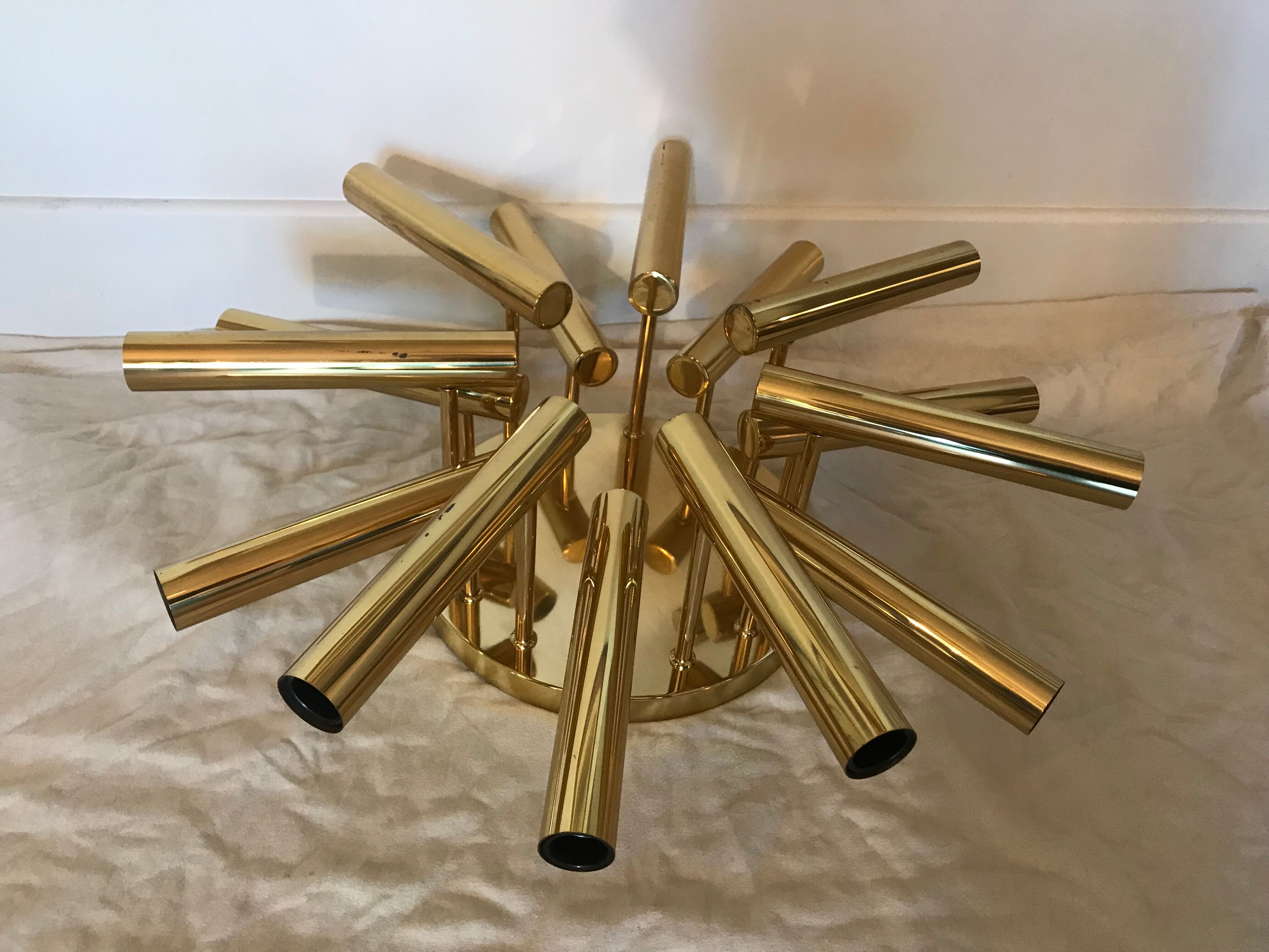 Chandelier 14 branches brass Sciolari House 1960