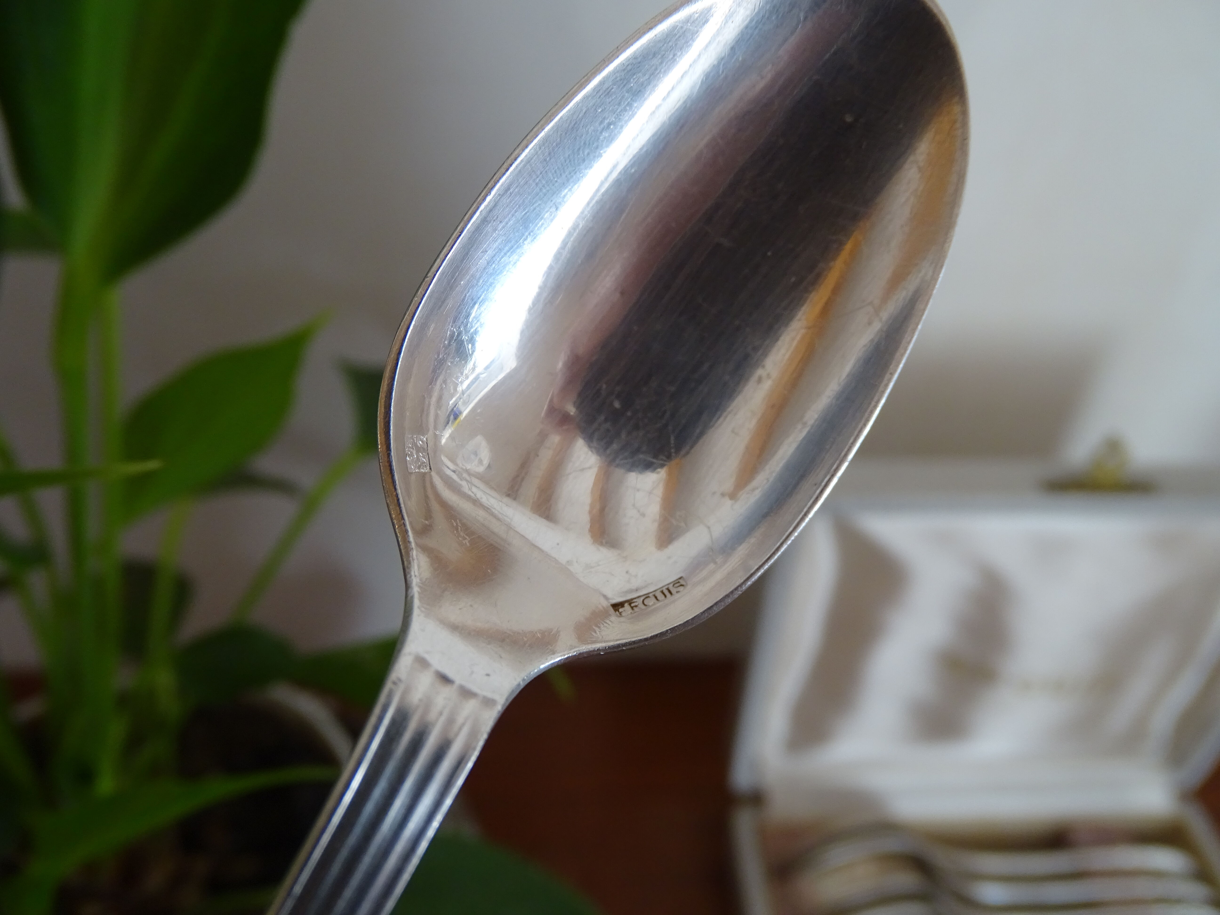 Set of 12 dessert spoons Ercuis in silver metal
