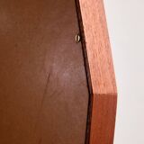 Miroir hexagonal avec cadre en teck