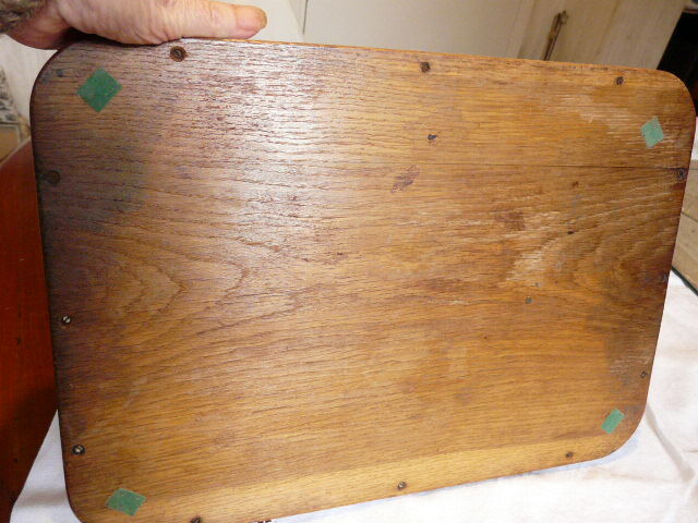 Serving tray in wood and art deco metal