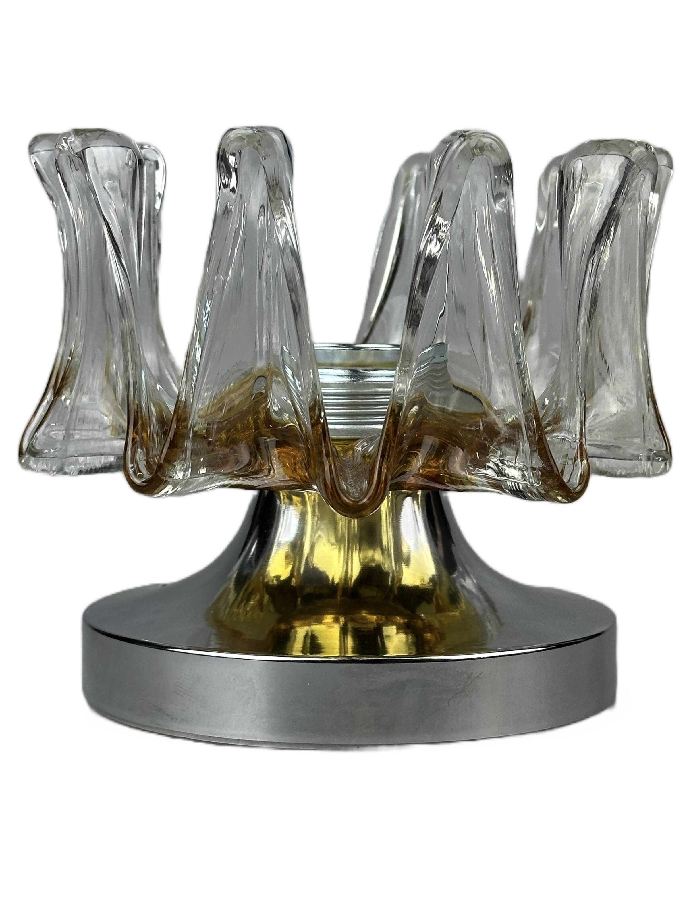 60s 70s wall lamp Wall Sconce made of metal & Murano glass Space Age design