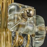 Large brass and crystal glass pendant by Sische, Germany, 1970s.