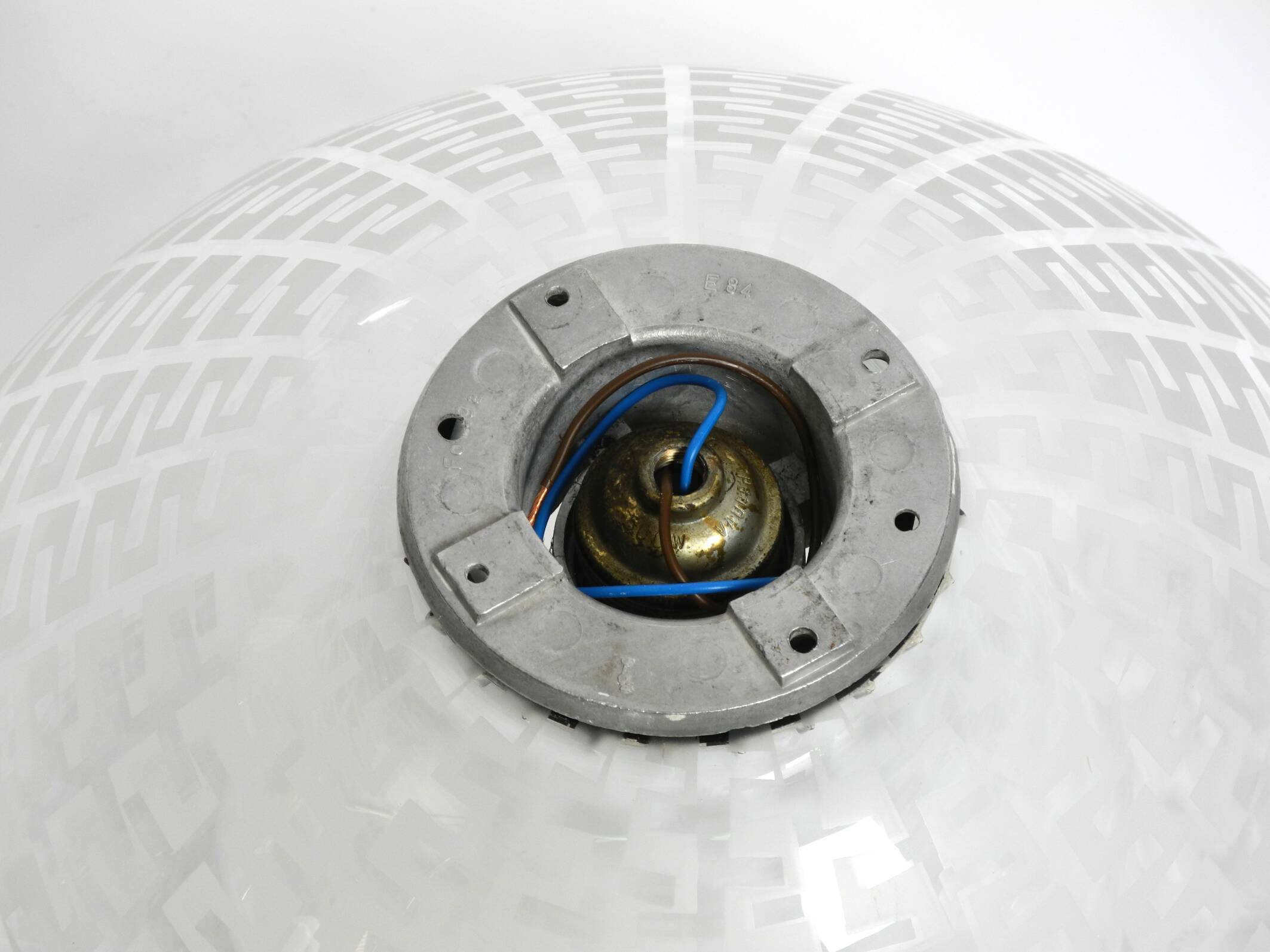 Original large Mid Century double glass ceiling lamp by Wilhelm Wagenfeld f