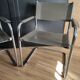 Pair of taupe Cantilever armchairs with chrome base