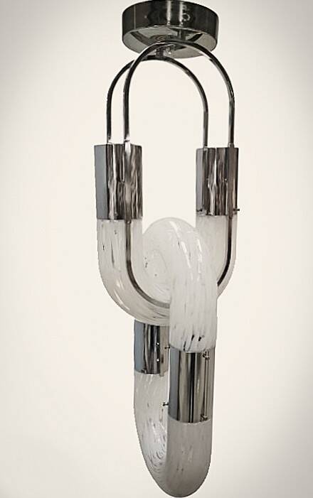 Murano Glass Chain Chandelier in Metal by Aldo Nason for Mazzega