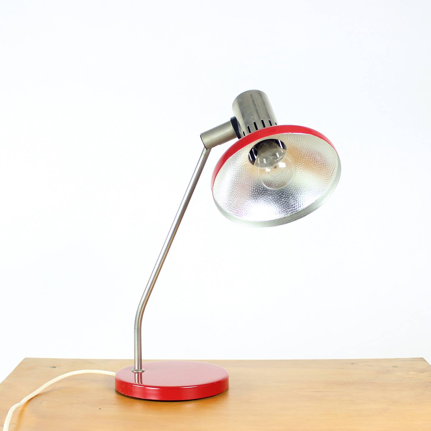 Midcentury Red Table Lamp By Aka Leuchen, Germany 1970s
