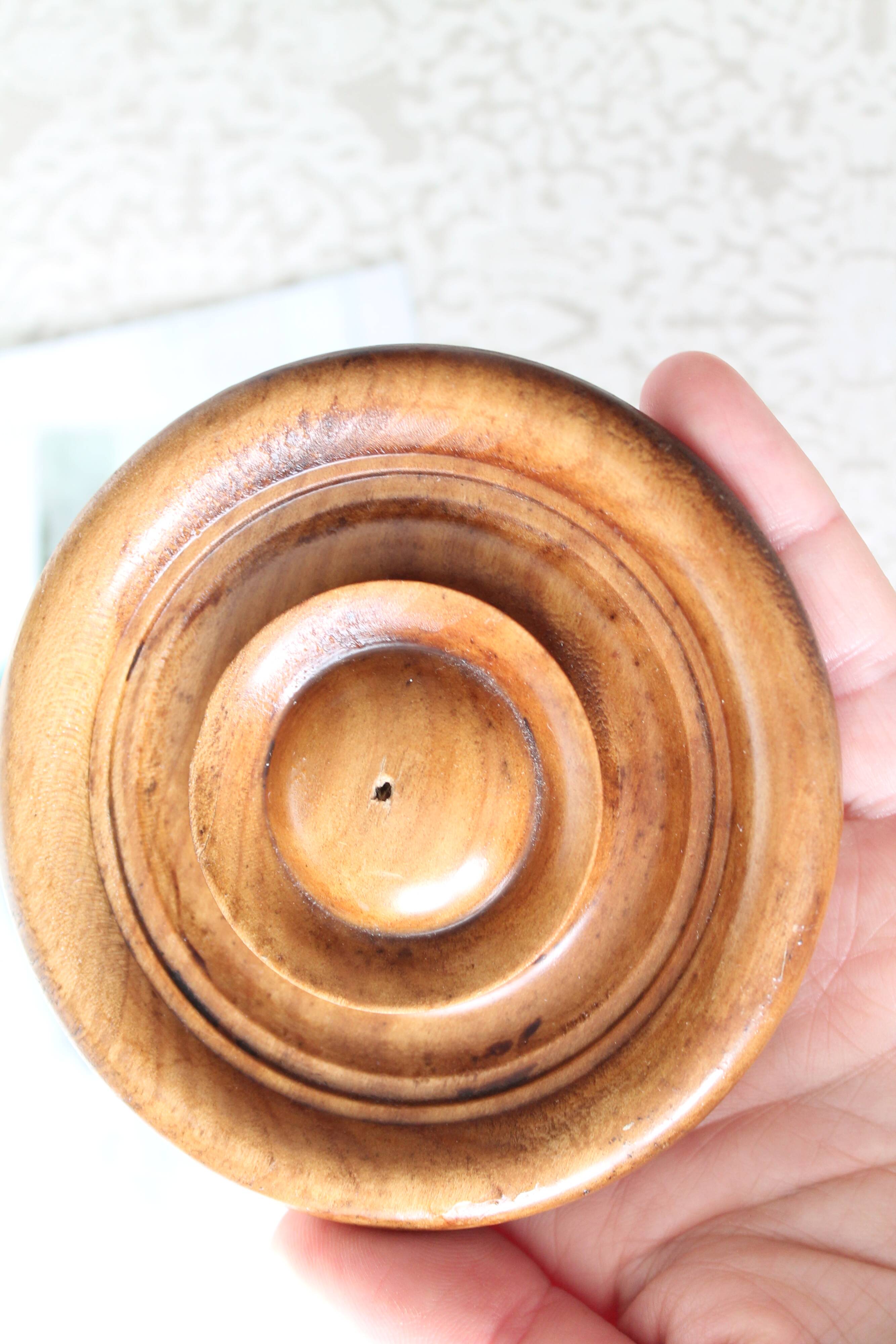 Natural turned wooden decorations from France x 2