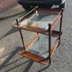 Bar rolling serving double trap pagoda wood and glass 1950s mahogany