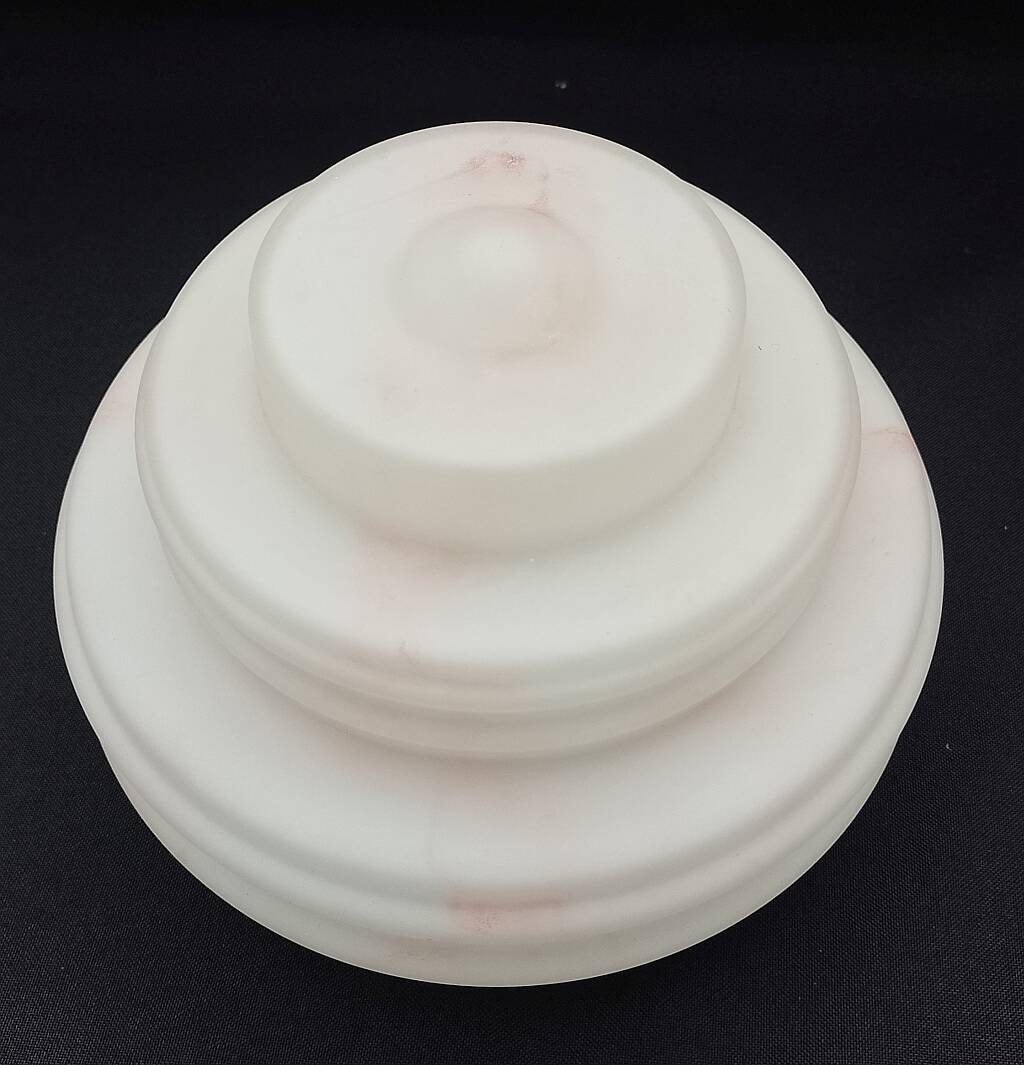 Art Deco Lampshade Glass Marbled Pattern White & Pink Birthday Cake