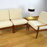 3 Chauffeuses Formant Banquette Danoise de Grete Jalk Édition Glostrup 1960