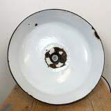 Industrial Black Enamel Factory Pendant Lamp with Iron Top, 1950s