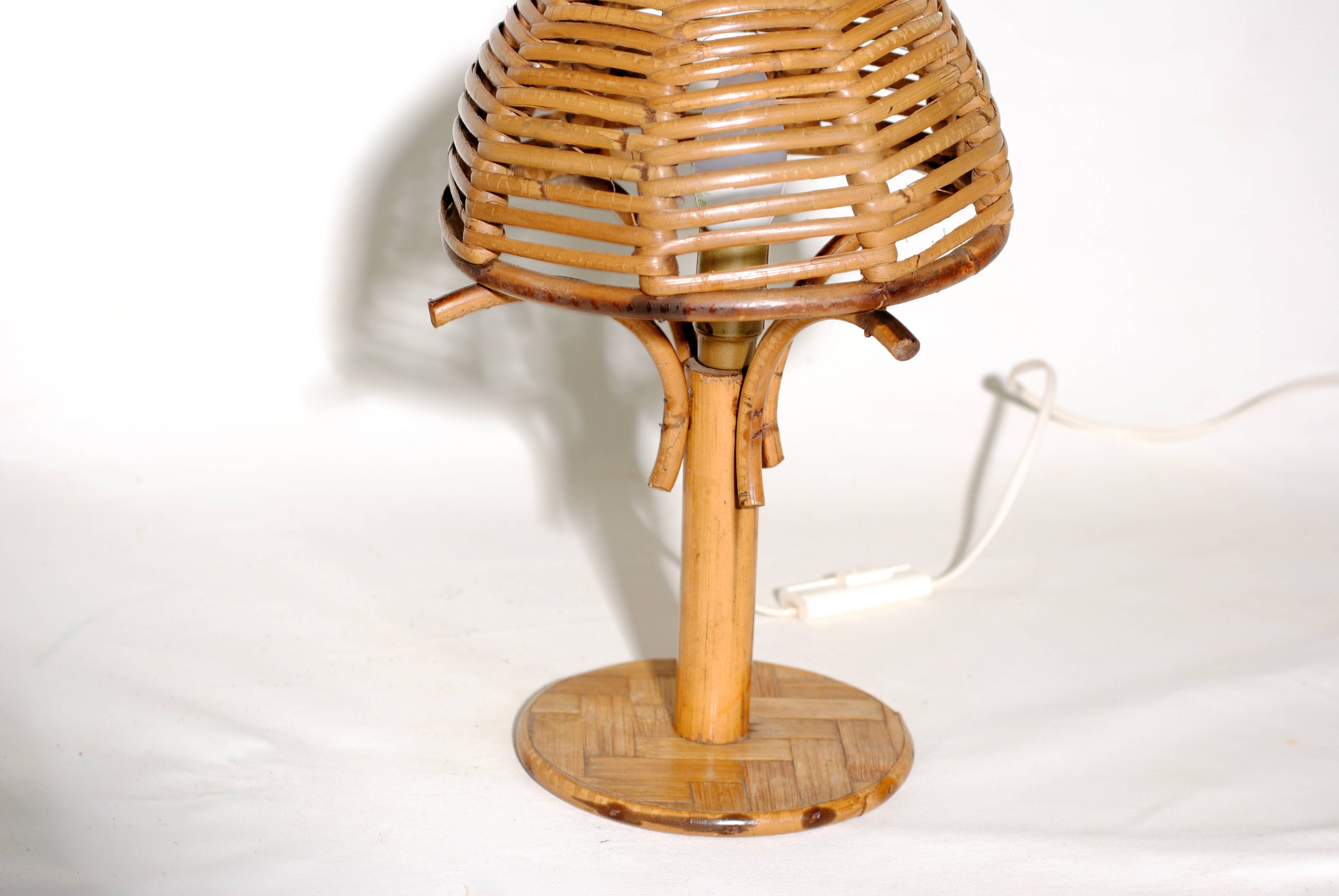 Lampe de Bureau Champignon en Bambou et rotin