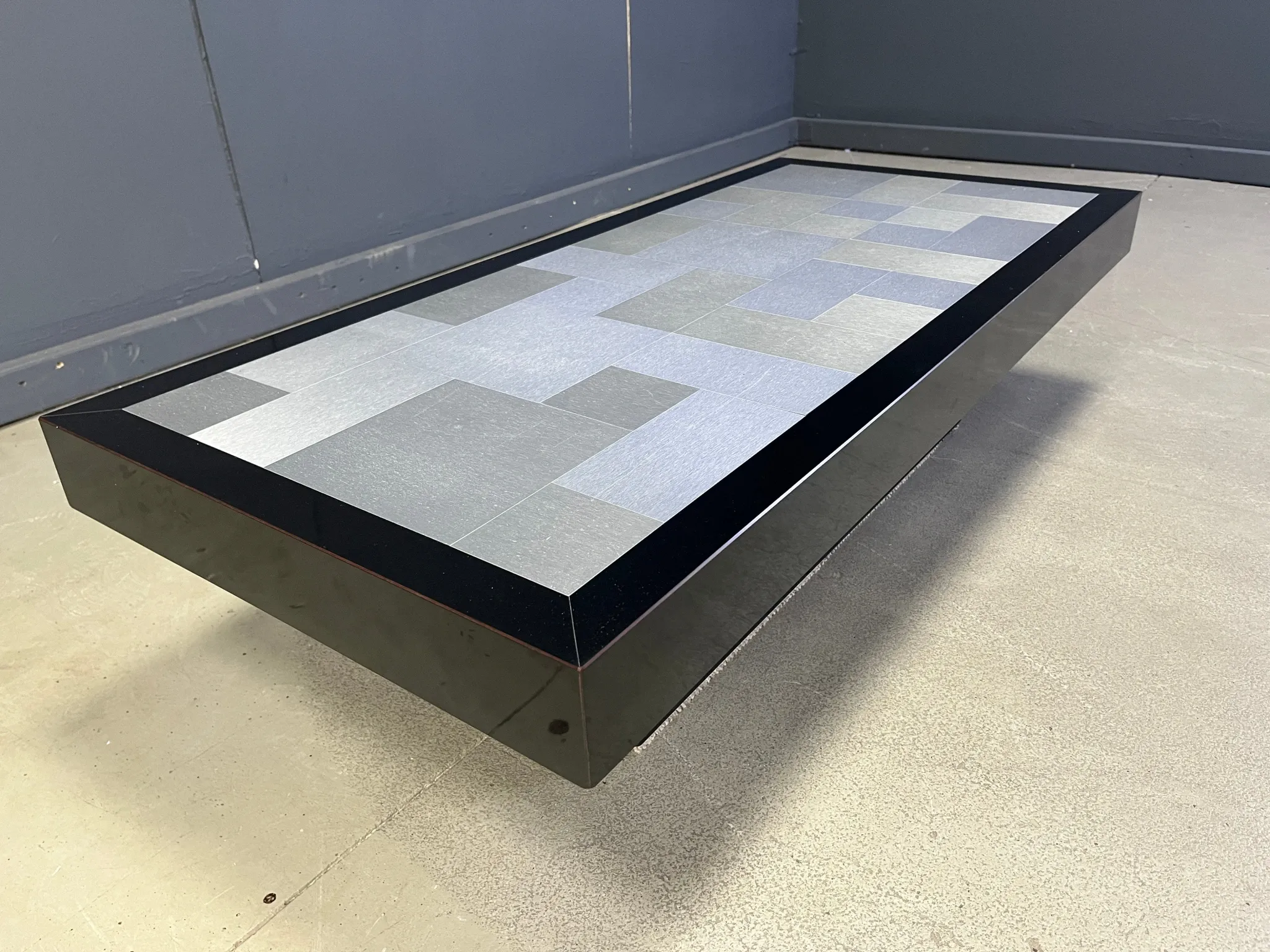 Vintage lacquer and aluminum coffee table, 1970s