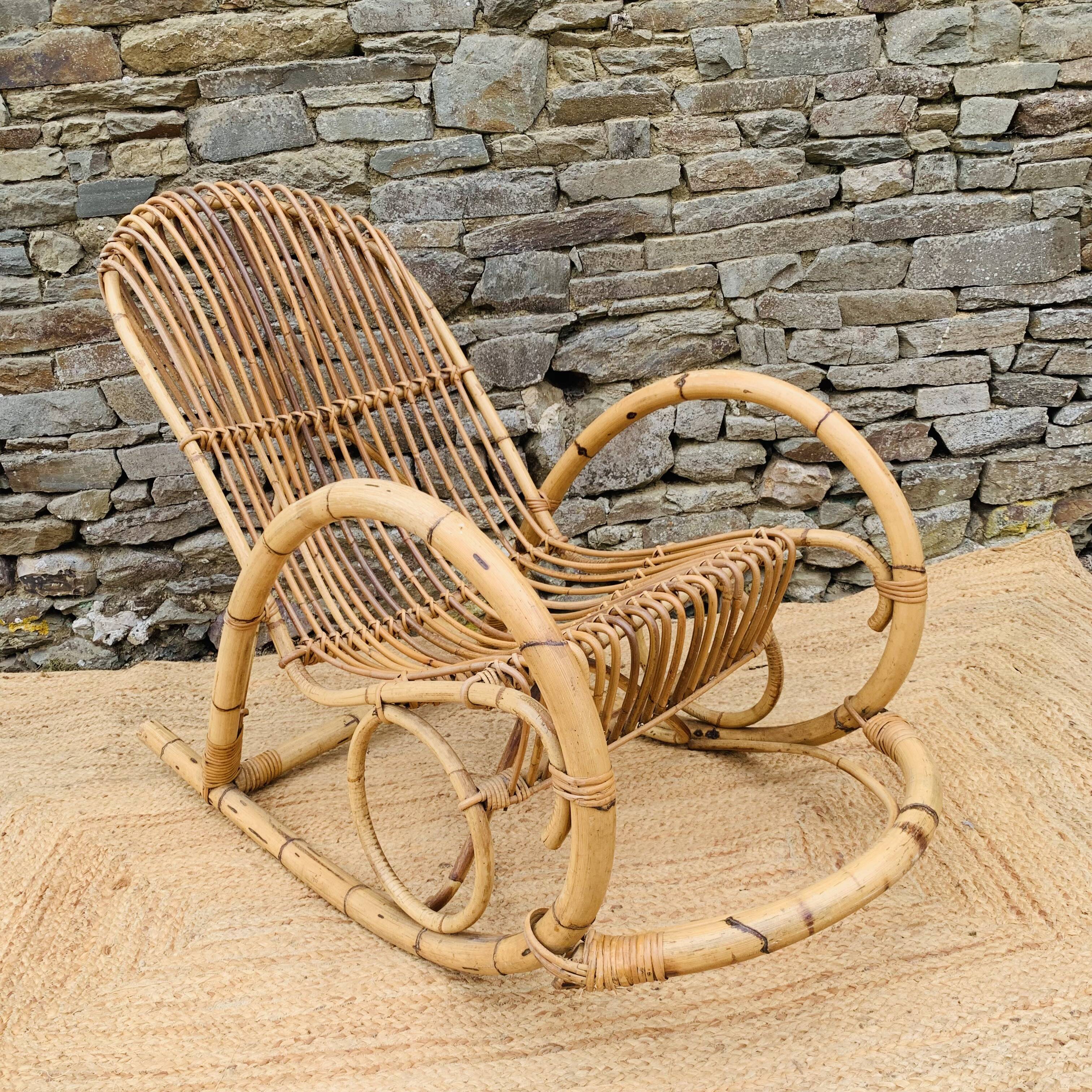 Pair of rattan rocking chairs by Rohe Noordwolde