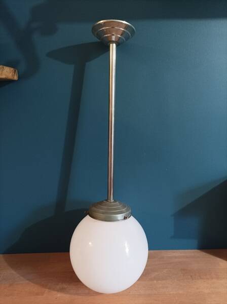 Chandelier suspension ceiling light globe opaline metal