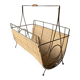 Vintage 1960s magazine rack / newspaper basket, brass & bamboo frame