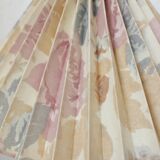 Wooden table lamp with vintage floral pleated lampshade