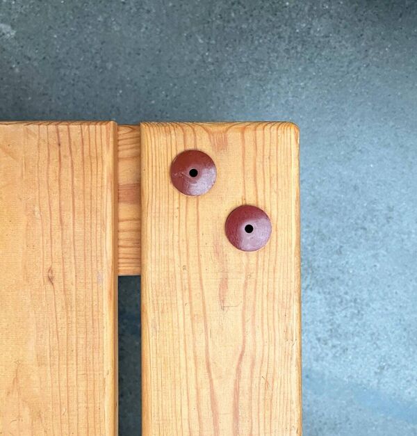 Table basse vintage en pin massif et plastique pour canapé d'extérieur, années 1970