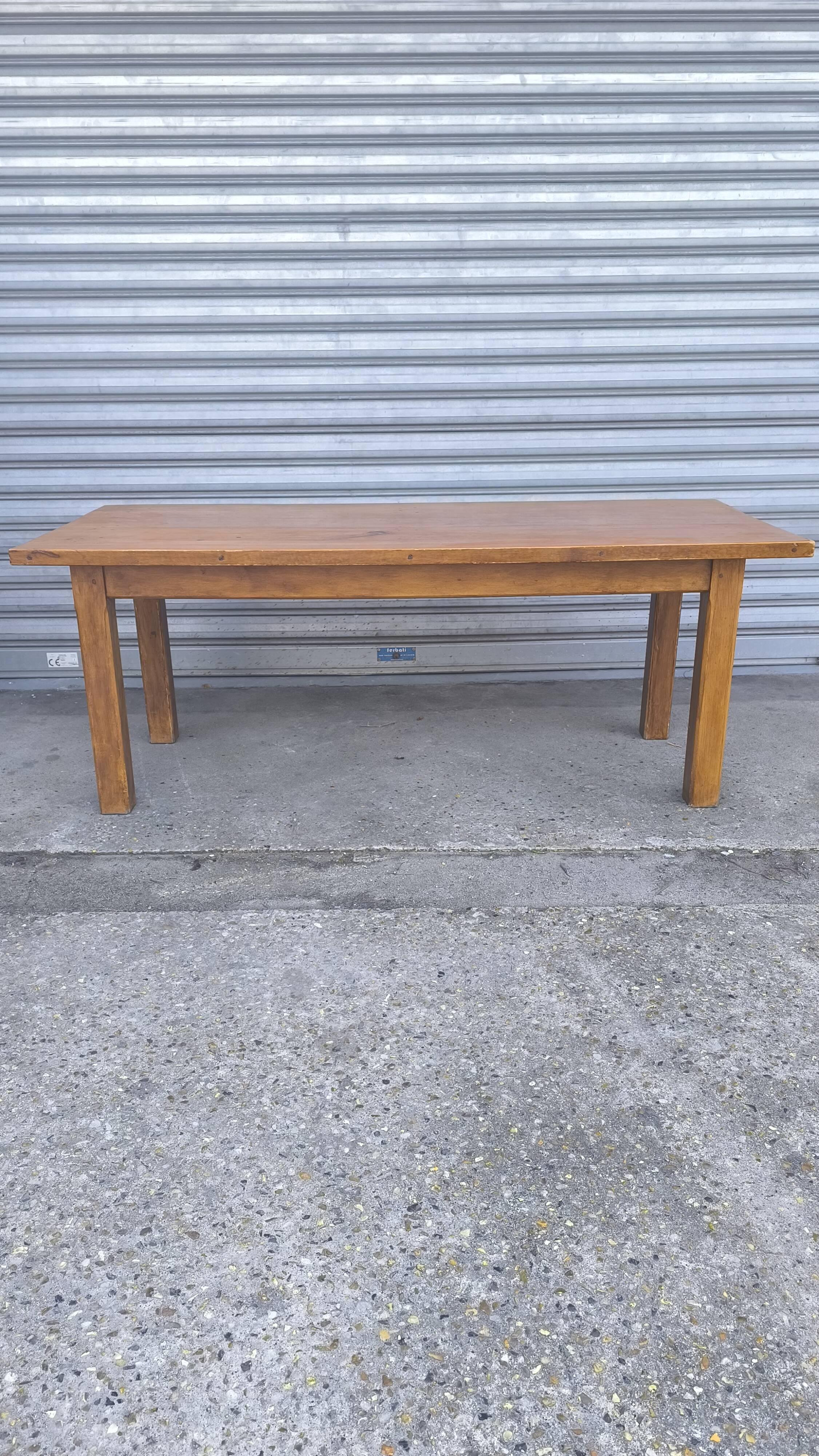 Solid elm farmhouse table, 1960s