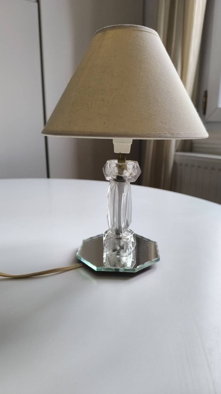 Table lamp in chiseled glass and beveled mirror 1950