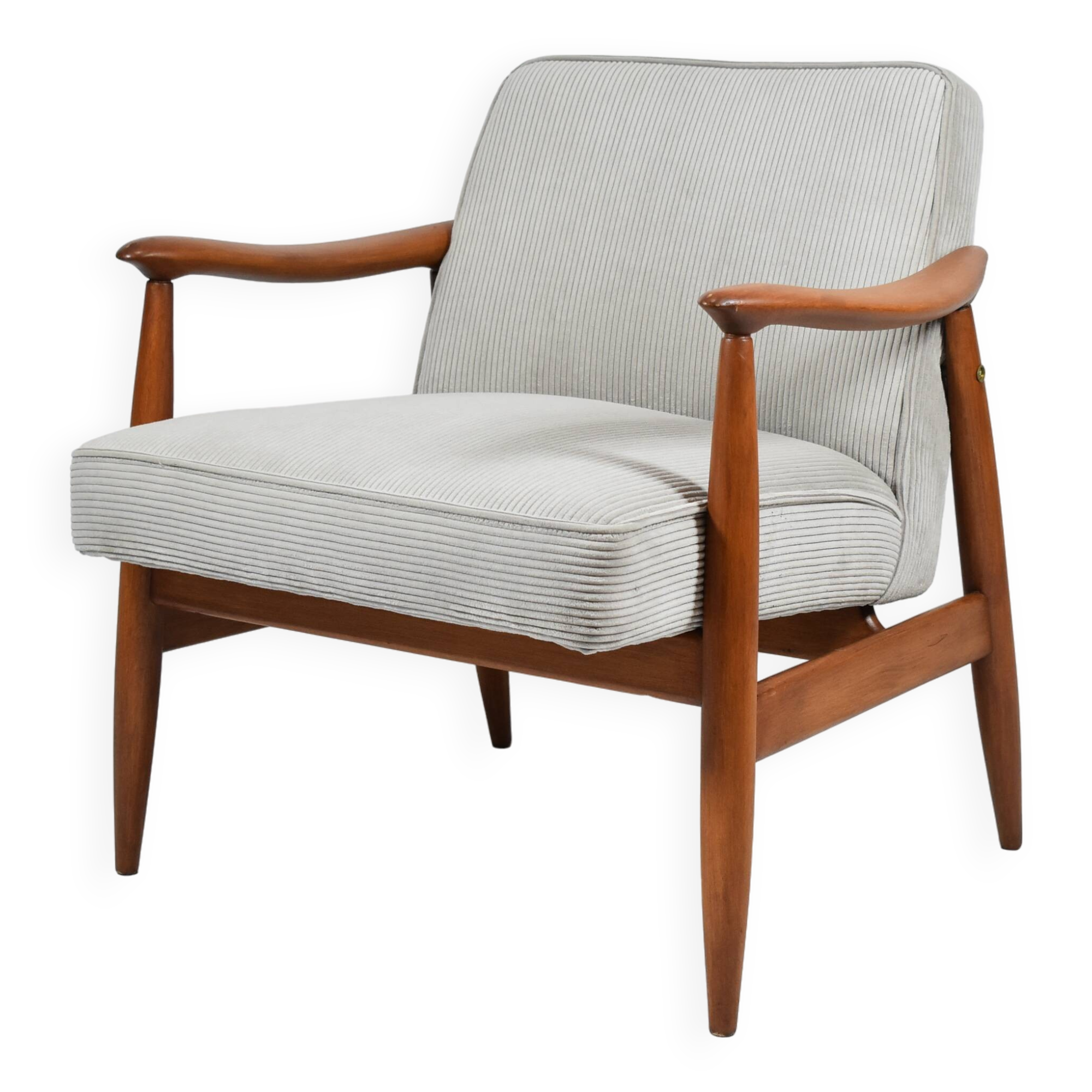 Famous Vintage armchair "Kedzior", fully restored, Grey CORD