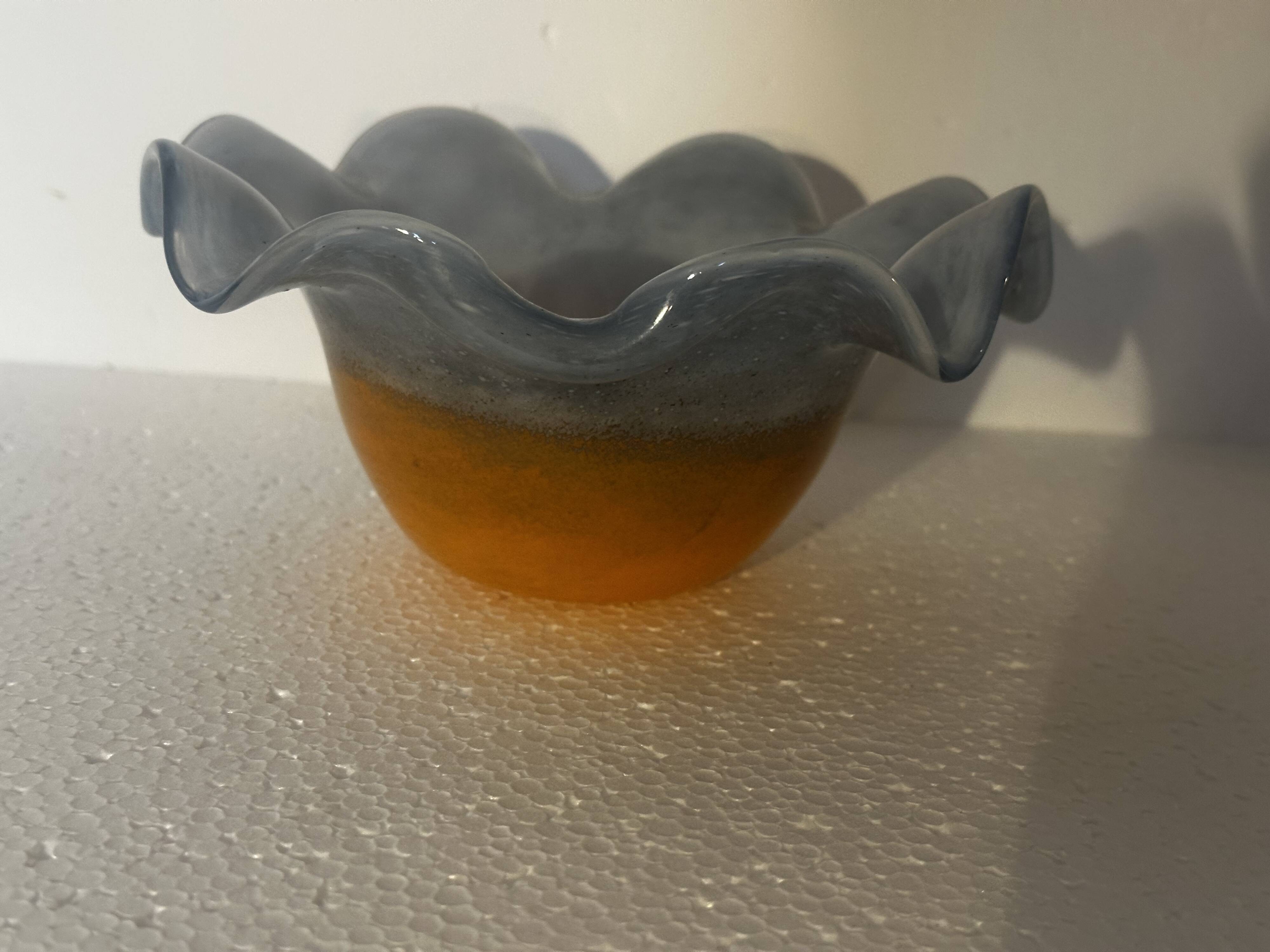 Vintage glass trinket dish signed Gambier