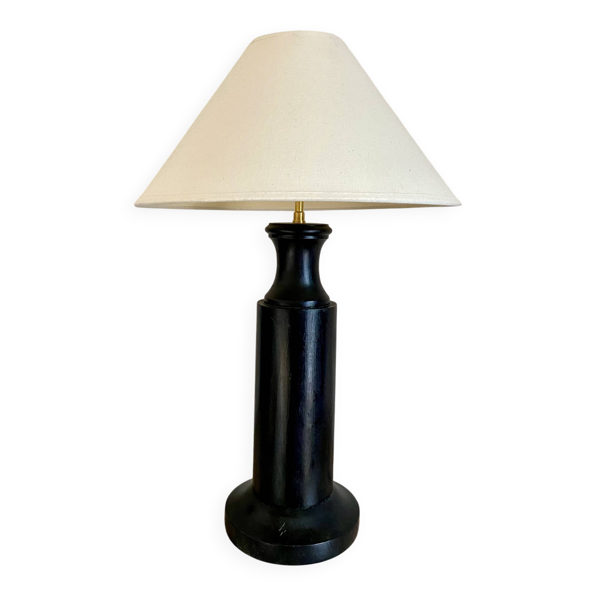 Wooden lamp, braided fabric cable 2M, cotton lampshade.