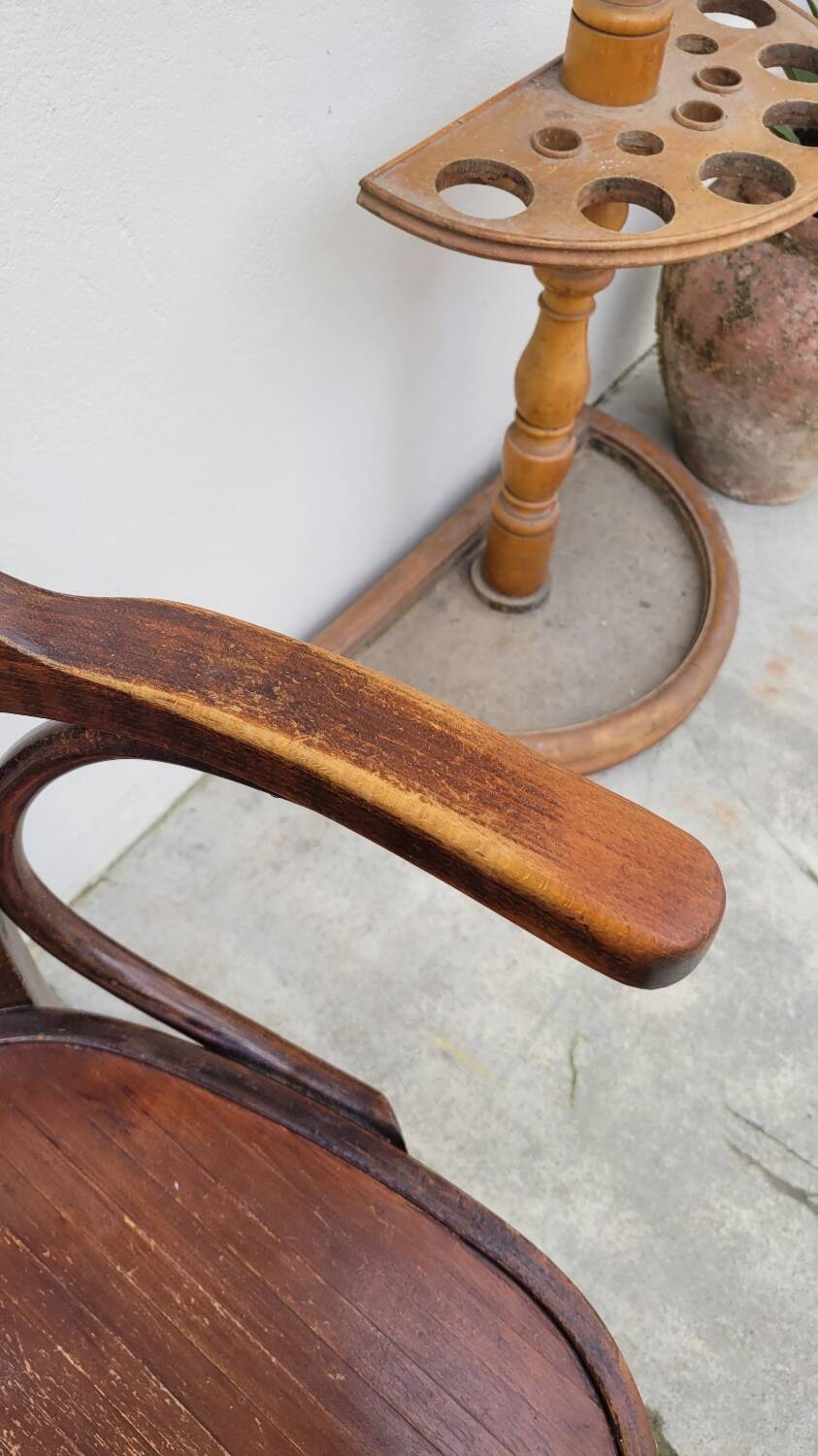 Office chair signed Baumann bistro style curved wood - 1930s