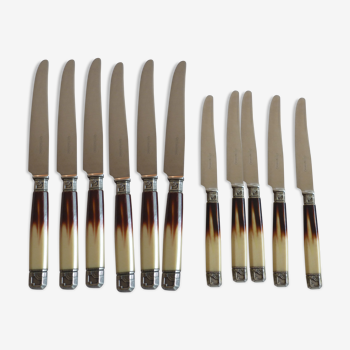 11 knives bakelite silver