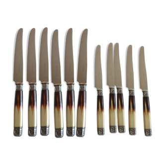 11 knives bakelite silver