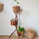 Vintage 3-tier plant stand in bamboo and rattan