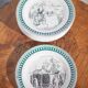 Service ceramic dessert plate St Amand x 11, cheese plate, talking plate theme sport