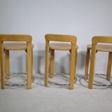 REY Beech Stools by Bruno Rey for Kusch & Co, Set of 3, 1970s