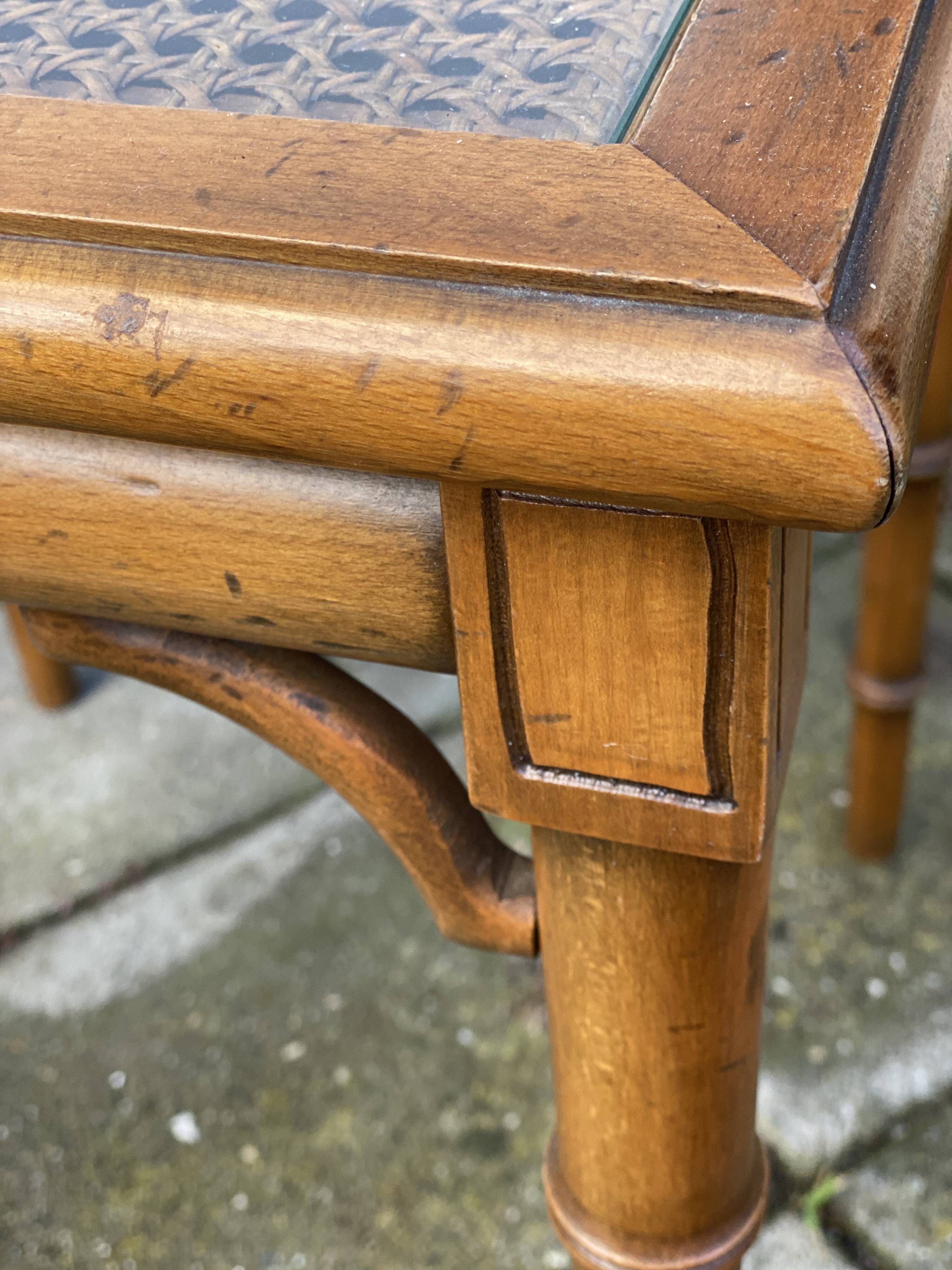 Faux Bamboo and Glass Side Table