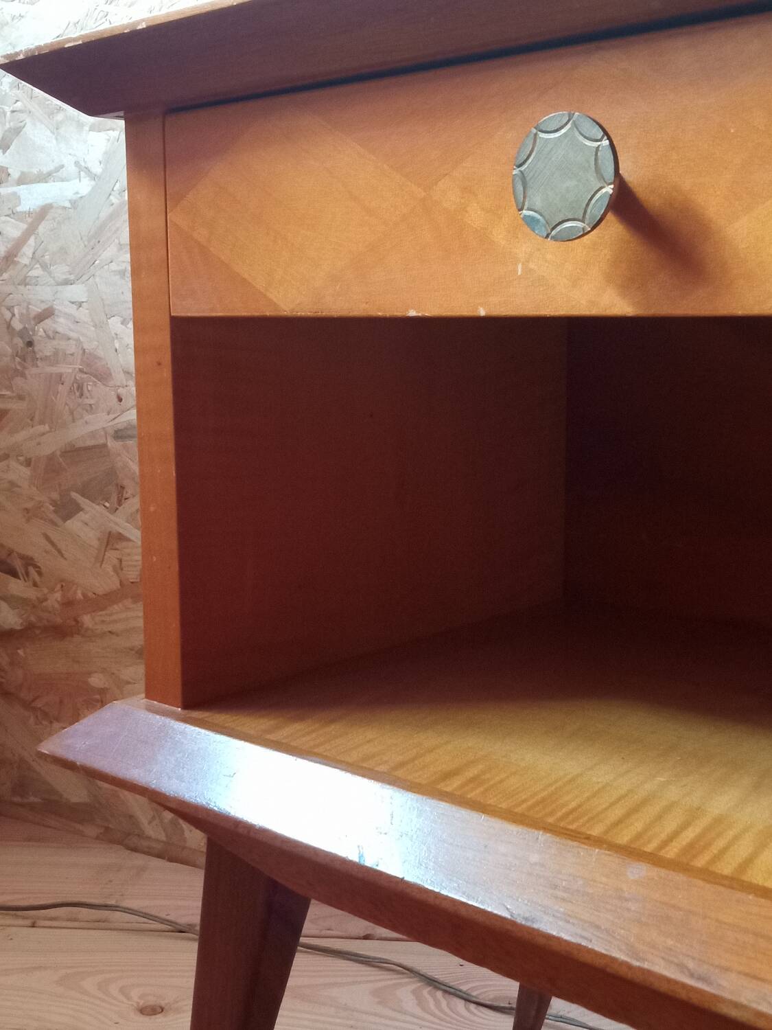 Bedside table with compass feet, 1950s