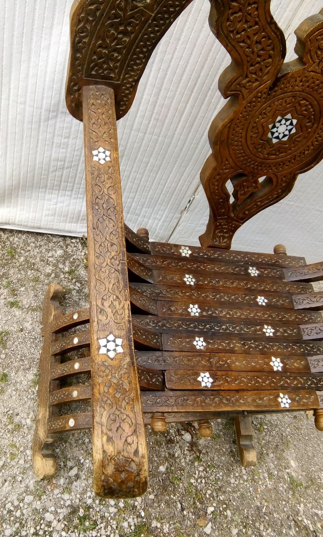Old Syrian ethic armchair wood and mother-of-pearl