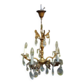Lustre bronze et pampilles 19ème