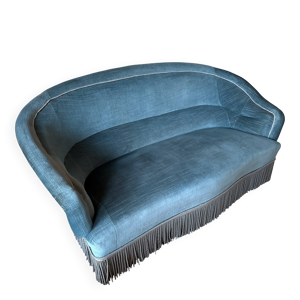 Canapé vintage en velours - bleu