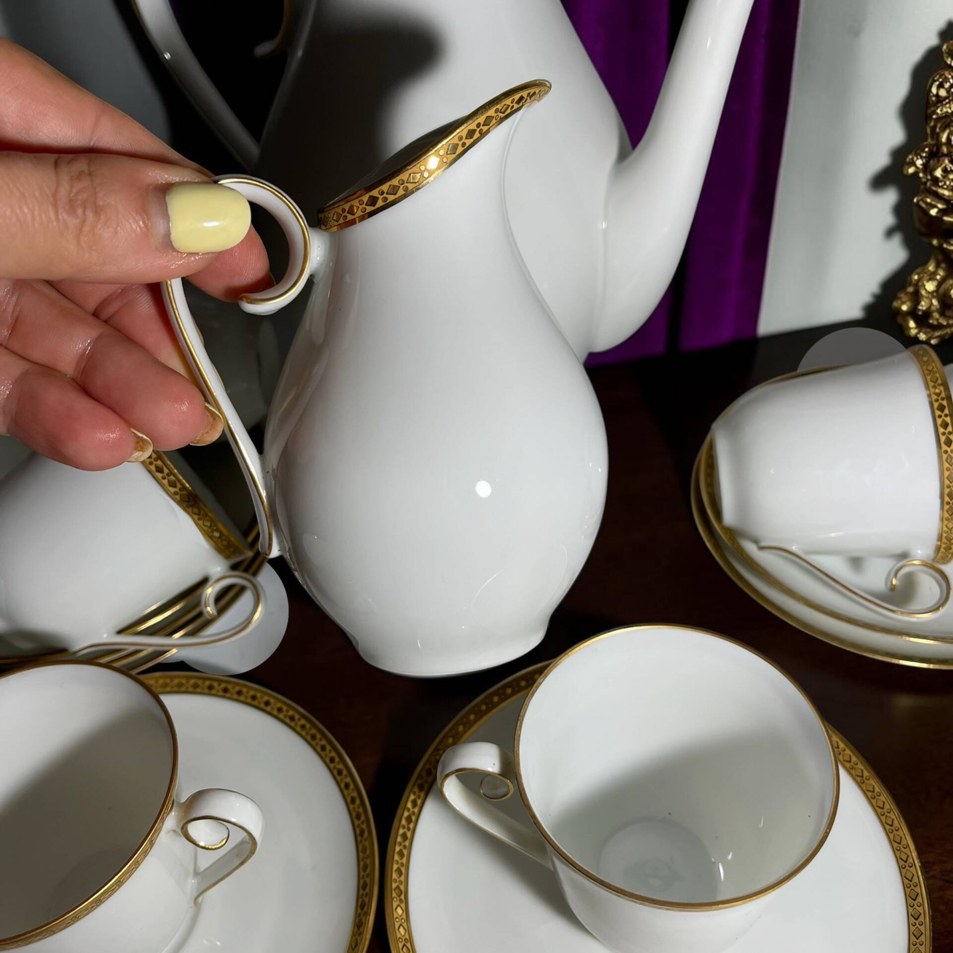 Antique porcelain coffee service – 9 people, Limoges