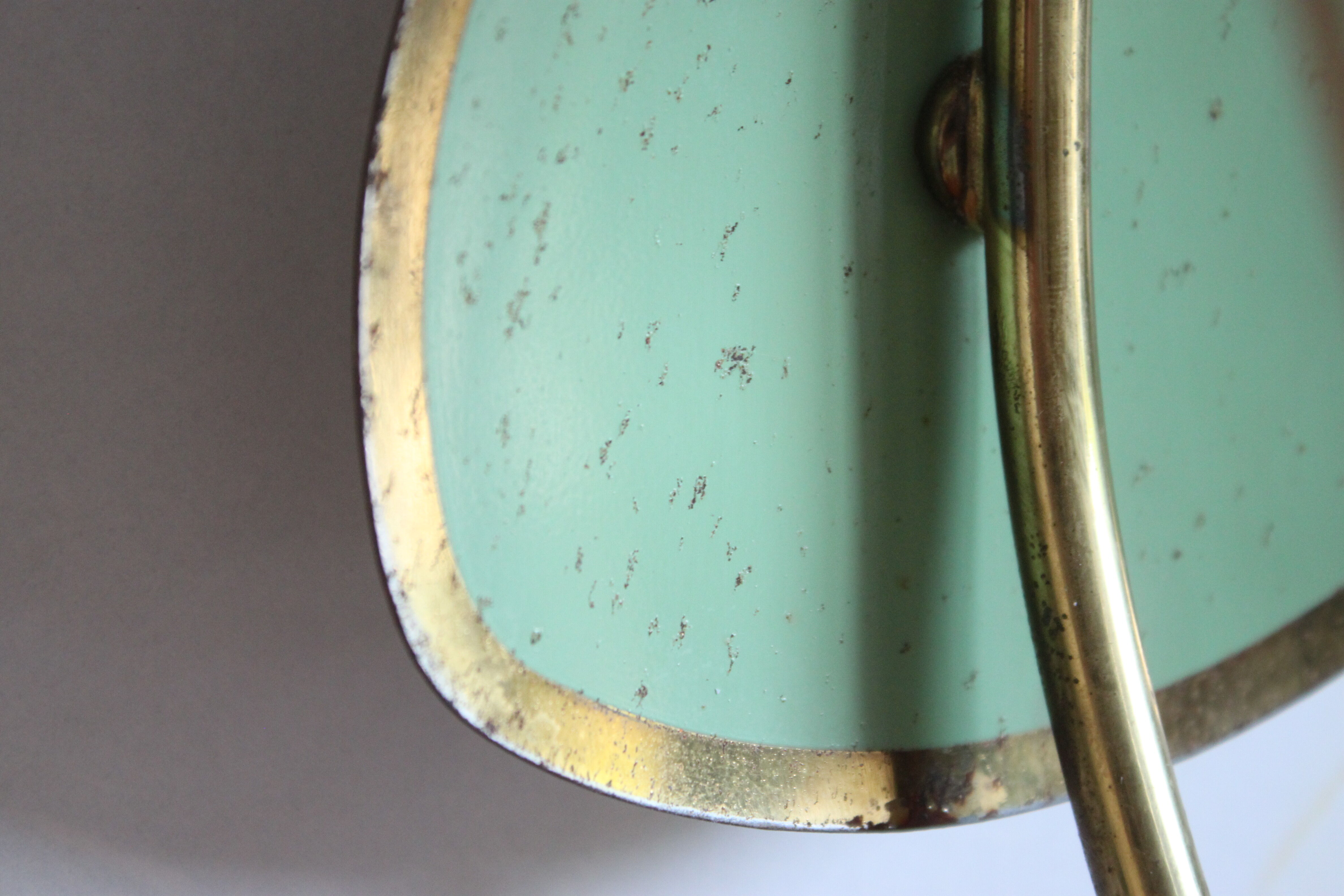 Brass green opaline wall lamp 1950, Expo 58
