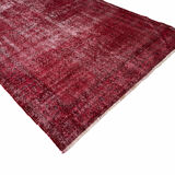 Distressed Turkish Rug 219 X 125 cm Wool Vintage rug, Over-dyed Red