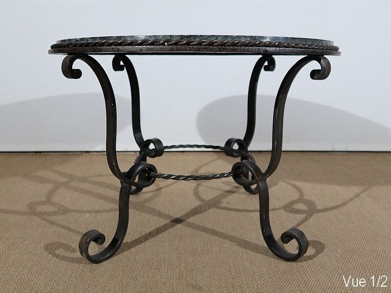 Table basse en marbre et fer forgé 1950