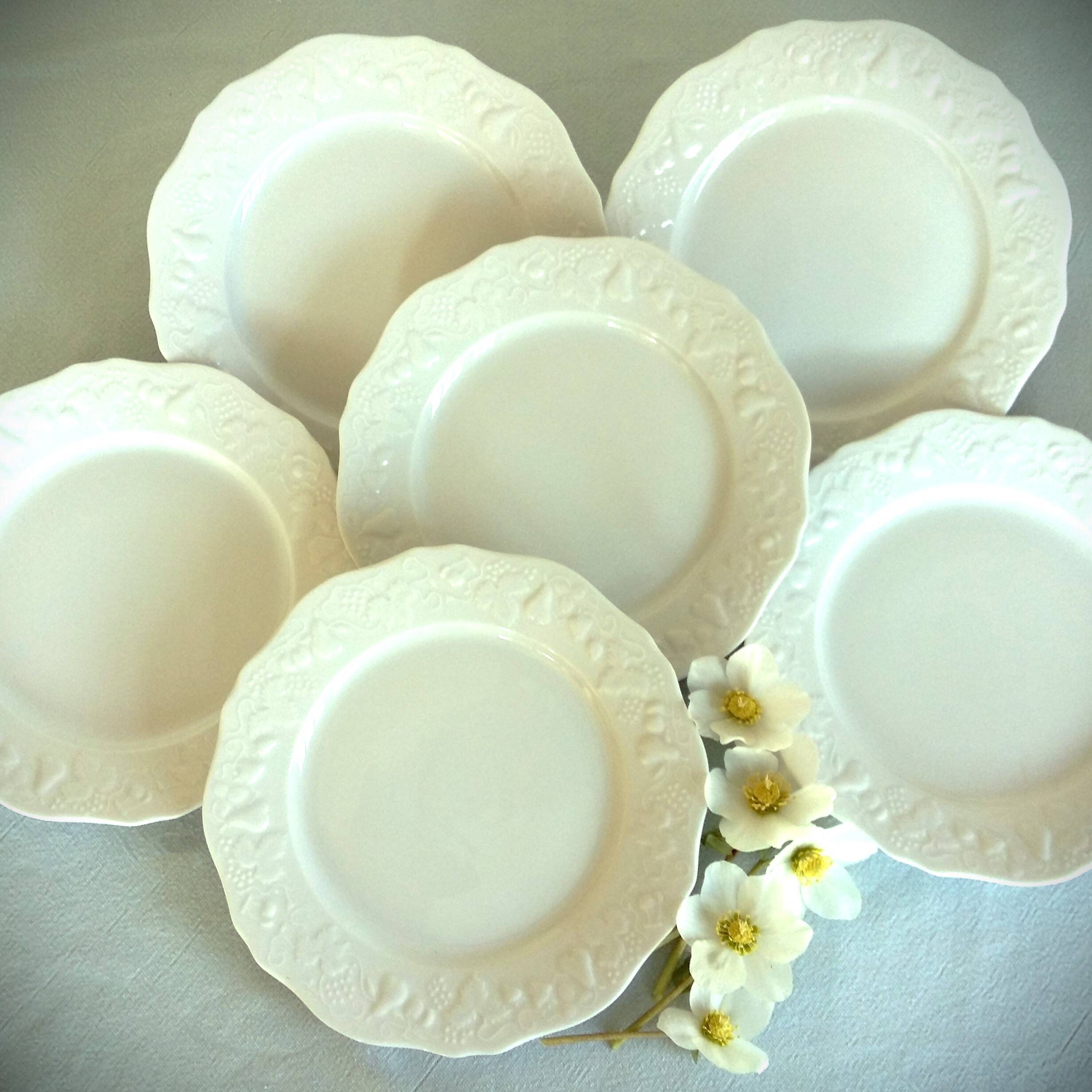 SIX Limoges Dinner Plates.  White Limoges Porcelain Plates.