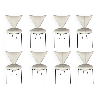Set of 8 and one post modern dining chairs, 1980s by Lübke