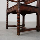 18th Century Liège Armchair in hand carved Oak, Belgium