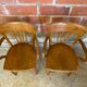 Pair of Antique FISHEL Vintage Wood Armchairs #C623