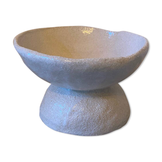 Transparent enamelled white chamotte stoneware bowl