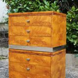 Rare pair of bedside tables in elm burl - 1970